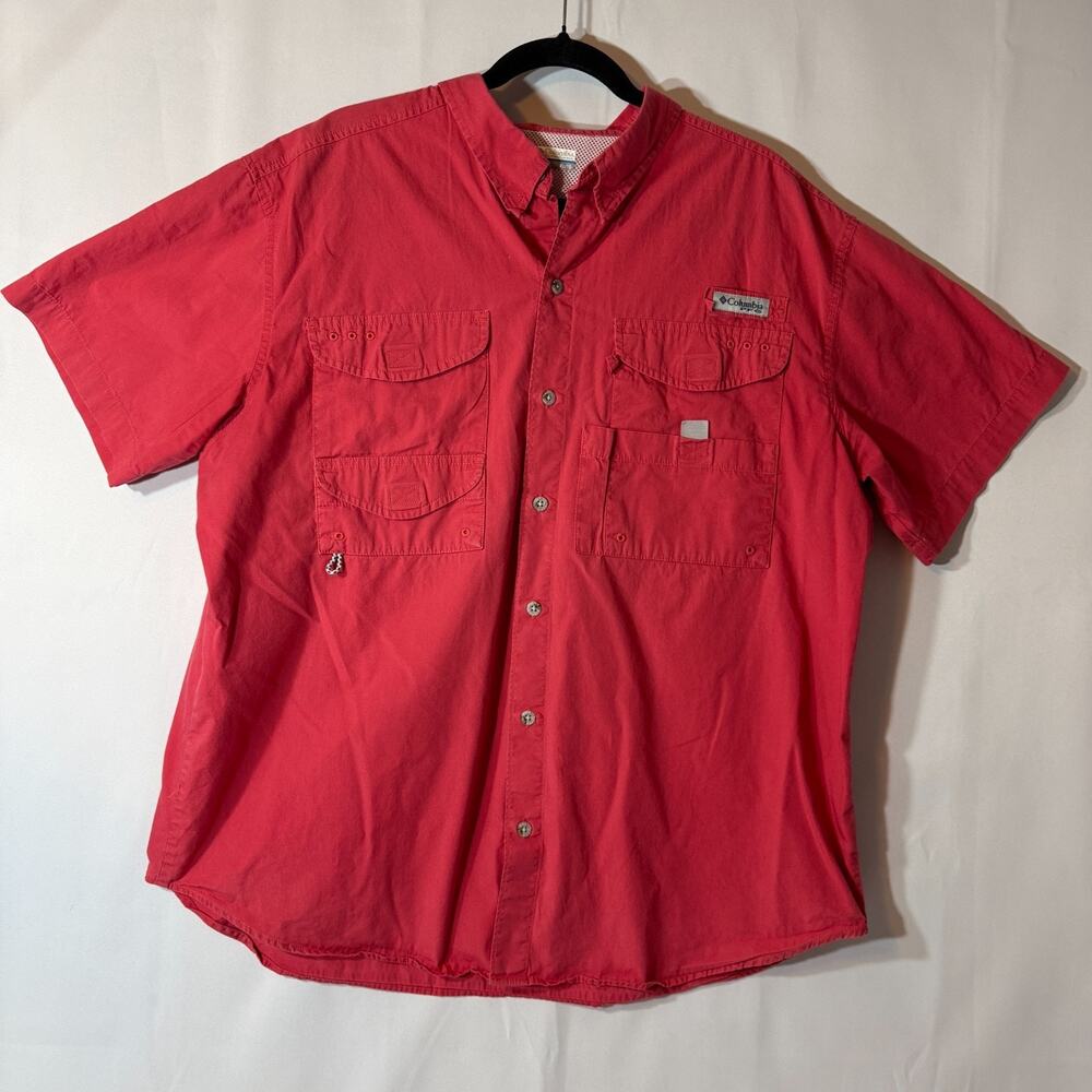 Columbia PFG Bonehead Fishing Shirt Men XL Red Cotton Vented Outdoor Y2K